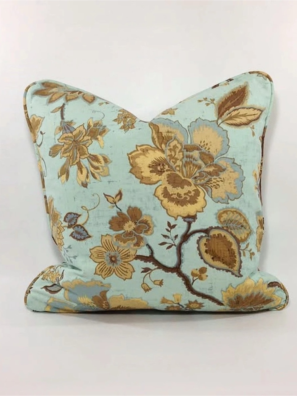 Waverly Hand-made Floral Blue & Brown Accent Pillow Size 18x18 ( Set of 2)